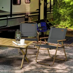 Set 2 Sillas de Jardín Plegables con Reposabrazos Sillas para Camping y Playa en Tela Oxford 54x59x78 cm Gris Os... - Ogal.Es