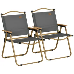 Set 2 Sillas de Jardín Plegables con Reposabrazos Sillas para Camping y Playa en Tela Oxford 54x59x78 cm Gris Os... - Ogal.Es