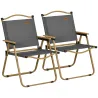 Set 2 Sillas de Jardín Plegables con Reposabrazos Sillas para Camping y Playa en Tela Oxford 54x59x78 cm Gris Os... - Ogal.Es