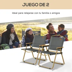 Set 2 Sillas de Jardín Plegables con Reposabrazos Sillas para Camping y Playa en Tela Oxford 54x59x78 cm Gris Os... - Ogal.Es