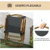 Set 2 Sillas de Jardín Plegables con Reposabrazos Sillas para Camping y Playa en Tela Oxford 54x59x78 cm Gris Os... - Ogal.Es