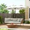 Sombrilla Doble de Jardín 295x152x222 cm con Inclinación de 45° y Manivela Manual para Terraza Balcón Piscina Crema - Ogal.Es
