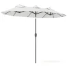 Sombrilla Doble de Jardín 295x152x222 cm con Inclinación de 45° y Manivela Manual para Terraza Balcón Piscina Crema - Ogal.Es
