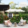 Sombrilla Doble de Jardín 295x152x222 cm con Inclinación de 45° y Manivela Manual para Terraza Balcón Piscina Crema - Ogal.Es
