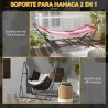 Soporte para Hamaca Plegable 2 en 1 Soporte para Silla Colgante con Estructura de Metal y Bolsa de Transporte Negro - Ogal.Es