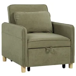 Sillón Cama Individual 3 en 1 Sofá Cama Plegable con Respaldo Ajustable y Cojín para Salón 74x85,5x82 cm Verde O... - Ogal.Es