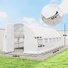 Invernadero de Túnel 6x3x2 m con Puerta con Bisagras 12 Ventanas de Malla y Estructura de Acero Galvanizado Blanco - Ogal.Es