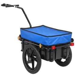 Remolque de Bicicleta 40 kg Cubierta de Tela Oxford con Reflectores y Marco de Acero 144x59x80 cm Azul - Ogal.Es