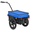 Remolque de Bicicleta 40 kg Cubierta de Tela Oxford con Reflectores y Marco de Acero 144x59x80 cm Azul - Ogal.Es