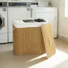 Cesto de Ropa Sucia de Bambú con 3 Compartimentos Asas para Facilitar el Uso y Bolsas Desmontables Lavables 60x4... - Ogal.Es