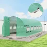 Invernadero de Túnel 6x3x2 m con Puerta con Bisagras 12 Ventanas de Malla y Estructura de Acero Galvanizado Verde - Ogal.Es