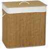 Cesto de Ropa Sucia de Bambú con 3 Compartimentos Asas para Facilitar el Uso y Bolsas Desmontables Lavables 60x4... - Ogal.Es