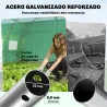 Invernadero de Túnel 6x3x2 m con Puerta con Bisagras 12 Ventanas de Malla y Estructura de Acero Galvanizado Verde - Ogal.Es