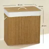 Cesto de Ropa Sucia de Bambú con 3 Compartimentos Asas para Facilitar el Uso y Bolsas Desmontables Lavables 60x4... - Ogal.Es