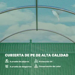 Invernadero de Túnel 6x3x2 m con Puerta con Bisagras 12 Ventanas de Malla y Estructura de Acero Galvanizado Verde - Ogal.Es