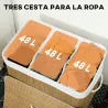 Cesto de Ropa Sucia de Bambú con 3 Compartimentos Asas para Facilitar el Uso y Bolsas Desmontables Lavables 60x4... - Ogal.Es