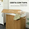Cesto de Ropa Sucia de Bambú con 3 Compartimentos Asas para Facilitar el Uso y Bolsas Desmontables Lavables 60x4... - Ogal.Es