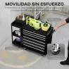 Carro de Herramientas con 7 Cajones Estantería de 3 Niveles Desmontable Sistema de Cierre Central Asa Negro - Ogal.Es