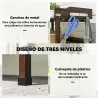 Mesa de Jardinería de Madera con Superficie Metálica Estantes y Ganchos para Jardín Terraza 76x37x89 cm Carbonizado - Ogal.Es