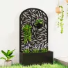 Jardinera con Pantalla de Privacidad Curva de Hojas de Metal y Opción de Montaje en Pared 61x23x113 cm Negro - Ogal.Es