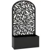 Jardinera con Pantalla de Privacidad Curva de Hojas de Metal y Opción de Montaje en Pared 61x23x113 cm Negro - Ogal.Es