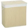Cesto de Ropa Sucia de Bambú con 3 Compartimentos Asas para Facilitar el Uso y Bolsas Desmontables Lavables 60x4... - Ogal.Es