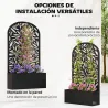 Jardinera con Pantalla de Privacidad Curva de Hojas de Metal y Opción de Montaje en Pared 61x23x113 cm Negro - Ogal.Es