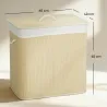 Cesto de Ropa Sucia de Bambú con 3 Compartimentos Asas para Facilitar el Uso y Bolsas Desmontables Lavables 60x4... - Ogal.Es