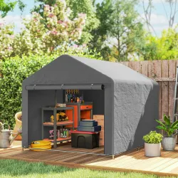 Carpa de Jardín para Bicicletas con Marco de Metal Galvanizado Puerta con Cremallera Impermeable Anti-UV 2,4x2x2... - Ogal.Es
