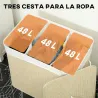 Cesto de Ropa Sucia de Bambú con 3 Compartimentos Asas para Facilitar el Uso y Bolsas Desmontables Lavables 60x4... - Ogal.Es