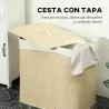 Cesto de Ropa Sucia de Bambú con 3 Compartimentos Asas para Facilitar el Uso y Bolsas Desmontables Lavables 60x4... - Ogal.Es