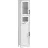 Columna de Baño con Puerta de Vidrio Estantes Ajustables Cajón para Espacios Pequeños 40x31x170 cm Blanco - Ogal.Es