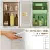 Columna de Baño con Puerta de Vidrio Estantes Ajustables Cajón para Espacios Pequeños 40x31x170 cm Blanco - Ogal.Es