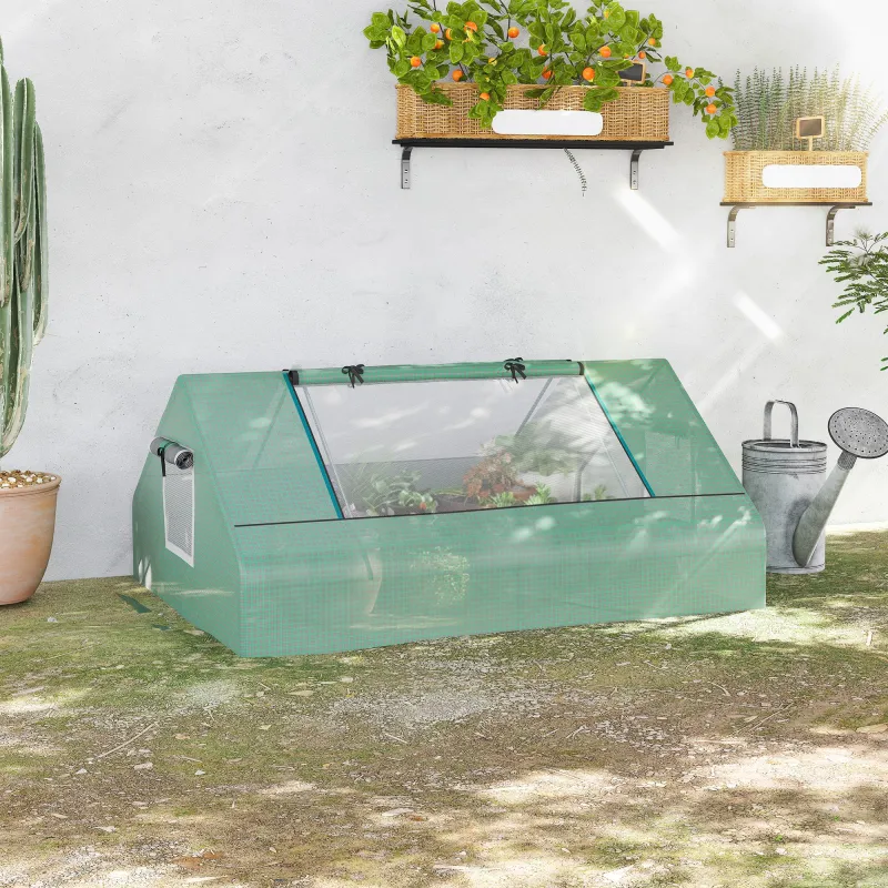 Invernadero Pequeño para Cultivo con 4 Ventanas Enrollables Marco de Acero y Cubierta PE Anti-UV 180x140x80 cm V... - Ogal.Es