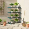 Soporte para Plantas de 4 Niveles Estantería para Plantas de Acero Estantes de Rejilla 67x49x105 cm Verde Oscuro - Ogal.Es