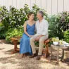 Banco de Jardín de Madera Banco Rústico Exterior de 2 Plazas con Base en Forma de X Carga 240kg 114x40x46cm Carb... - Ogal.Es