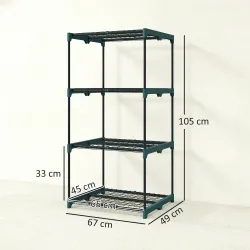 Soporte para Plantas de 4 Niveles Estantería para Plantas de Acero Estantes de Rejilla 67x49x105 cm Verde Oscuro - Ogal.Es