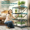 Soporte para Plantas de 4 Niveles Estantería para Plantas de Acero Estantes de Rejilla 67x49x105 cm Verde Oscuro - Ogal.Es