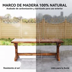 Banco de Jardín de Madera Banco Rústico Exterior de 2 Plazas con Base en Forma de X Carga 240kg 114x40x46cm Carb... - Ogal.Es