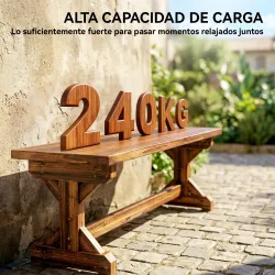 Banco de Jardín de Madera Banco Rústico Exterior de 2 Plazas con Base en Forma de X Carga 240kg 114x40x46cm Carb... - Ogal.Es