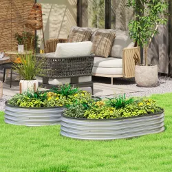 Juego de 2 Jardineras Exterior Grandes de Acero Galvanizado Huertos Urbanos para Terraza Jardín 135x90x30 cm Pla... - Ogal.Es