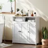 Armario de Baño Estrecho con 3 Puertas 2 Compartimentos Abiertos Estante Ajustable 85x30x85 cm Blanco - Ogal.Es