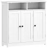 Armario de Baño Estrecho con 3 Puertas 2 Compartimentos Abiertos Estante Ajustable 85x30x85 cm Blanco - Ogal.Es