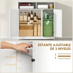 Armario de Baño Estrecho con 3 Puertas 2 Compartimentos Abiertos Estante Ajustable 85x30x85 cm Blanco - Ogal.Es