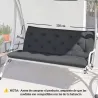 Cojín para Banco de Jardín o para Balancín de Jardín 120x110x12 cm de 2 Plazas con 6 Cordones de Fijación Negro - Ogal.Es