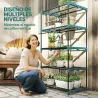 Soporte para Plantas de 5 Niveles Estantería para Plantas de Acero Estantes de Rejilla 67x49x138 cm Verde Oscuro - Ogal.Es