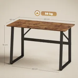 Escritorio Industrial 120x60x76 cm Mesa de Ordenador Patas de Acero para Casa Oficina Estudio Marrón Rústico - Ogal.Es