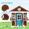 Casita de Madera Infantil con Puerta Ventanas Jardineras y Repisas con Detalles de Color 114x126,4x135 cm Marrón... - Ogal.Es
