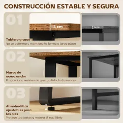 Escritorio Industrial 120x60x76 cm Mesa de Ordenador Patas de Acero para Casa Oficina Estudio Marrón Rústico - Ogal.Es