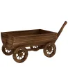 Carrito de Madera con 4 Ruedas y Mango Jardinera Exterior con Orificio de Drenaje 115x40x54,5 cm Carbonizado - Ogal.Es